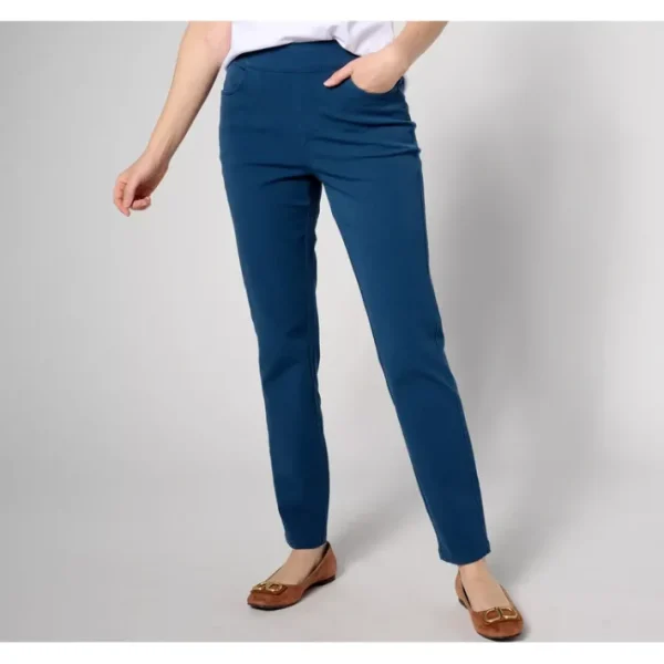 Shop All<AnyBody Regular Stretch Twill Slim Straight Pant - a world of fashionable women's clothing, including a wide selection of dresses and trendy accessories.