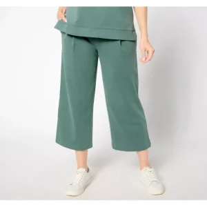 Fashion<AnyBody Regular Washed French Terry Cropped Wide Leg Pant - a world of fashionable women's clothing, including a wide selection of dresses and trendy accessories.