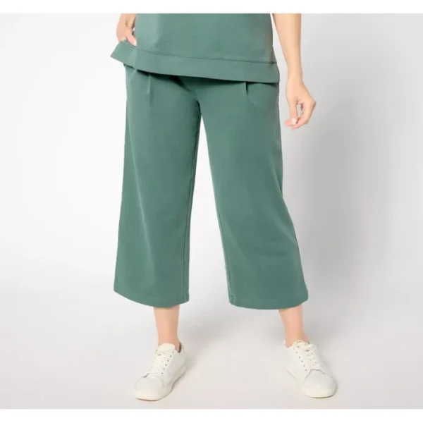 Fashion<AnyBody Regular Washed French Terry Cropped Wide Leg Pant - a world of fashionable women's clothing, including a wide selection of dresses and trendy accessories.