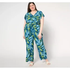 Fashion<AnyBody Regular Wide Leg Faux Wrap Vacation Jumpsuit - a world of fashionable women's clothing, including a wide selection of dresses and trendy accessories.