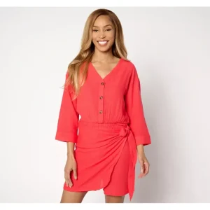 AnyBody Regular Y-Neck Drop Shoulder Wrap Romper - a world of fashionable women's clothing, including a wide selection of dresses and trendy accessories.> Hat