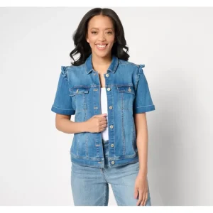 AnyBody Short Sleeve Denim Jacket - a world of fashionable women's clothing, including a wide selection of dresses and trendy accessories.> Dresses