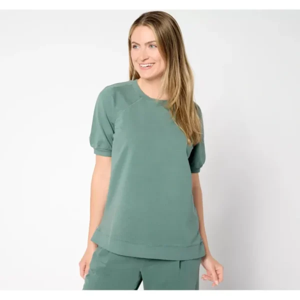 AnyBody Washed French Terry Raglan Short-Sleeve Knit Top - a world of fashionable women's clothing, including a wide selection of dresses and trendy accessories.> Hat