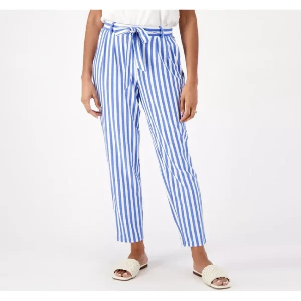 Shop All<AnyBody Yard Dyed Textured Jersey Tapered Leg Pant with Tie - a world of fashionable women's clothing, including a wide selection of dresses and trendy accessories.