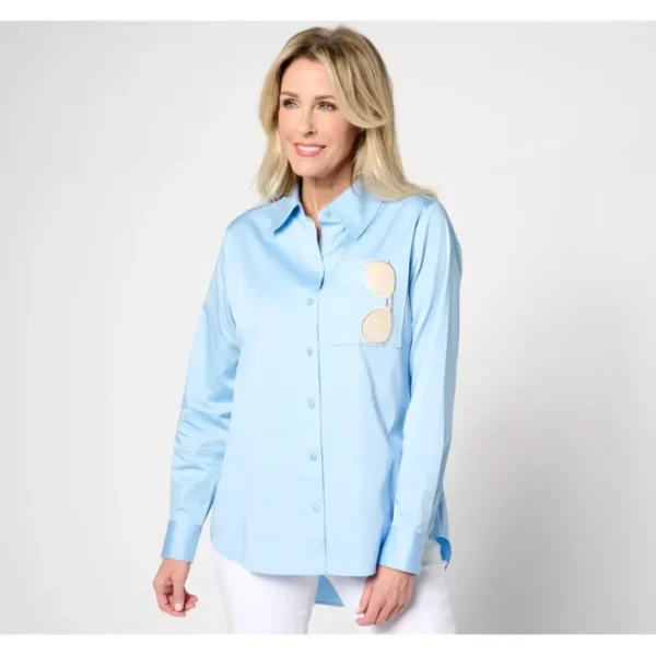 Shop All<Attitudes by Renee Button Down with Sunglass Shirt - a world of fashionable women's clothing, including a wide selection of dresses and trendy accessories.