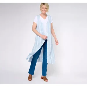 Dresses<Attitudes by Renee Button Front Maxi Vest with Tee Set - a world of fashionable women's clothing, including a wide selection of dresses and trendy accessories.