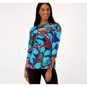Fashion<Attitudes by Renee Como Jersey Elbow Sleeve Top with Keyhole - a world of fashionable women's clothing, including a wide selection of dresses and trendy accessories.