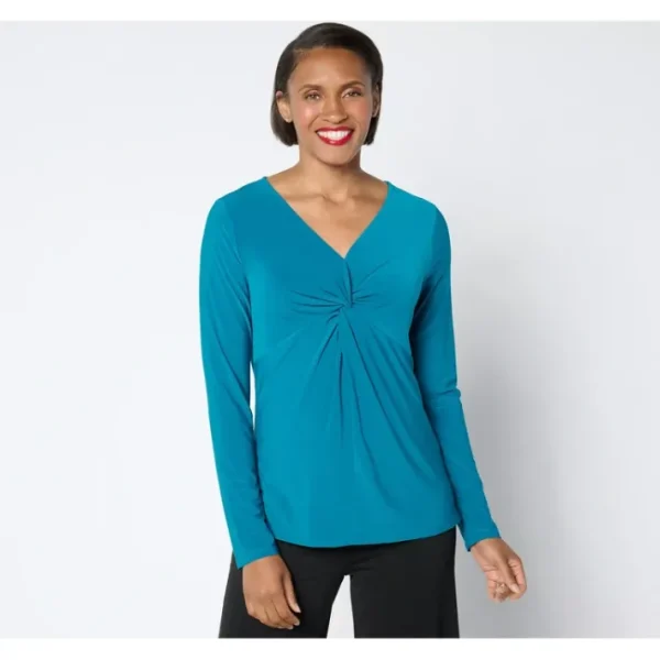 Shop All<Attitudes by Renee Como Jersey Knot Front Top - a world of fashionable women's clothing, including a wide selection of dresses and trendy accessories.