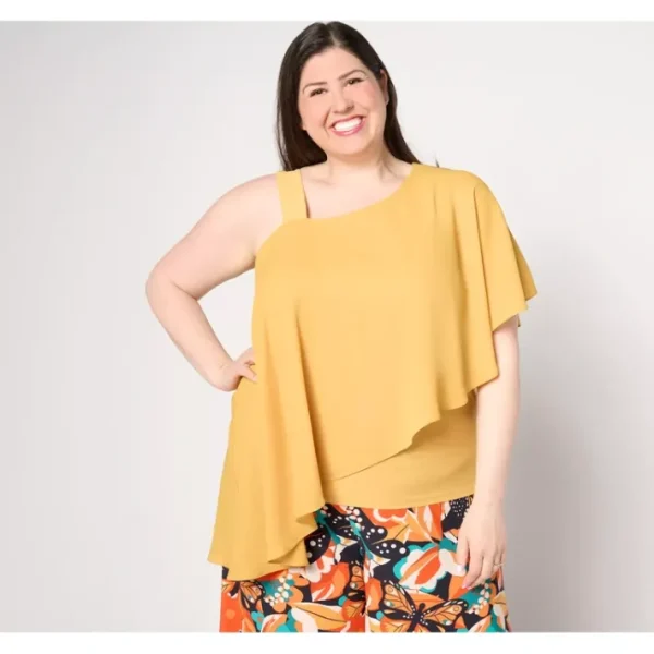 Shop All<Attitudes by Renee Como Jersey One Shoulder Top - a world of fashionable women's clothing, including a wide selection of dresses and trendy accessories.