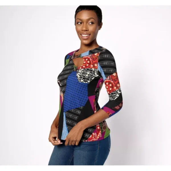 Shop All<Attitudes by Renee Como Jersey Ring Keyhole Top - a world of fashionable women's clothing, including a wide selection of dresses and trendy accessories.