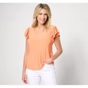 Attitudes by Renee Como Jersey Ruffle Top - a world of fashionable women's clothing, including a wide selection of dresses and trendy accessories.> Hat