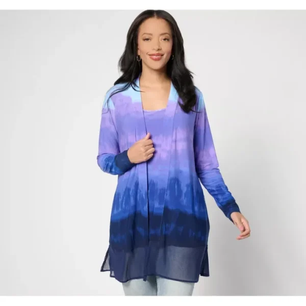 Shop All<Attitudes by Renee Como Jersey Triple Mesh Tank Cardigan Set - a world of fashionable women's clothing, including a wide selection of dresses and trendy accessories.