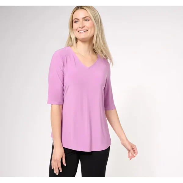 Shop All<Attitudes by Renee Como Jersey V-Neck Tee - a world of fashionable women's clothing, including a wide selection of dresses and trendy accessories.