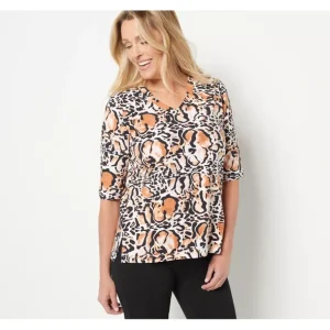 Attitudes by Renee Cotton V-Neck Elbow Sleeve Top - a world of fashionable women's clothing, including a wide selection of dresses and trendy accessories.> Hat
