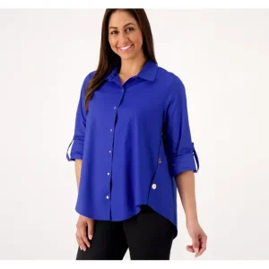 Attitudes by Renee Curved Hem Button Down - a world of fashionable women's clothing, including a wide selection of dresses and trendy accessories.> Hat