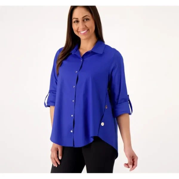 Attitudes by Renee Curved Hem Button Down - a world of fashionable women's clothing, including a wide selection of dresses and trendy accessories.> Hat