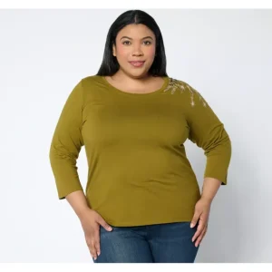 Attitudes by Renee Embroidered 3/4 Sleeve Top - a world of fashionable women's clothing, including a wide selection of dresses and trendy accessories.> Hat