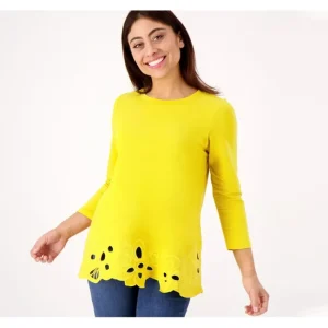 Fashion<Attitudes by Renee Floral Embroidered Hem Top - a world of fashionable women's clothing, including a wide selection of dresses and trendy accessories.