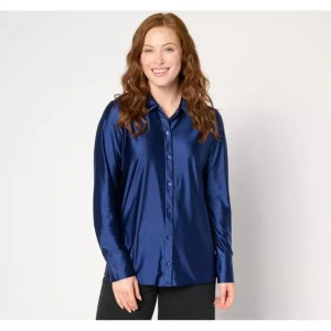 Attitudes by Renee Fluid Satin Button Front Top - a world of fashionable women's clothing, including a wide selection of dresses and trendy accessories.> Hat