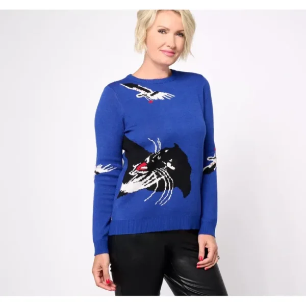 Shop All<Attitudes by Renee Jacquard Cat Motif Sweater - a world of fashionable women's clothing, including a wide selection of dresses and trendy accessories.