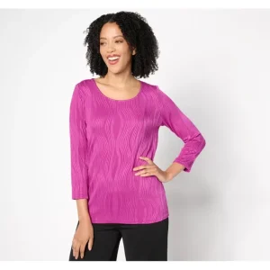 Attitudes by Renee Knit Textured Wave 3/4 Sleeve Top - a world of fashionable women's clothing, including a wide selection of dresses and trendy accessories.> Hat