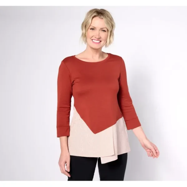 Shop All<Attitudes by Renee Knit Top with Crushed Stripe Peplum - a world of fashionable women's clothing, including a wide selection of dresses and trendy accessories.