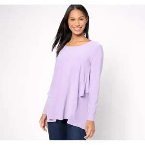 Dresses<Attitudes by Renee Knit Top With Georgette Flutter Back - a world of fashionable women's clothing, including a wide selection of dresses and trendy accessories.