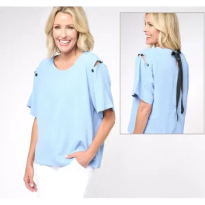 Attitudes by Renee Linen Drop Shoulder Tee with Bow - a world of fashionable women's clothing, including a wide selection of dresses and trendy accessories.> Hat