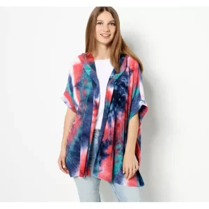 Fashion<Attitudes by Renee Malibu Knit Tie Dye Hooded Ruana - a world of fashionable women's clothing, including a wide selection of dresses and trendy accessories.