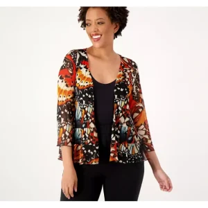 Attitudes by Renee Mesh Printed Peasant Hem Cardigan - a world of fashionable women's clothing, including a wide selection of dresses and trendy accessories.> Hat