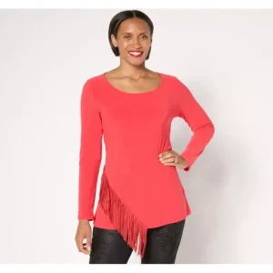Attitudes by Renee Moss Crepe Fringe Top - a world of fashionable women's clothing, including a wide selection of dresses and trendy accessories.> Hat