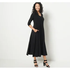 Attitudes by Renee Petite Como Jersey 3/4 Sleeve Midi Dress - a world of fashionable women's clothing, including a wide selection of dresses and trendy accessories.> Hat