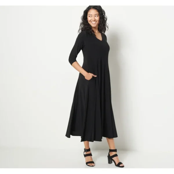 Attitudes by Renee Petite Como Jersey 3/4 Sleeve Midi Dress - a world of fashionable women's clothing, including a wide selection of dresses and trendy accessories.> Hat