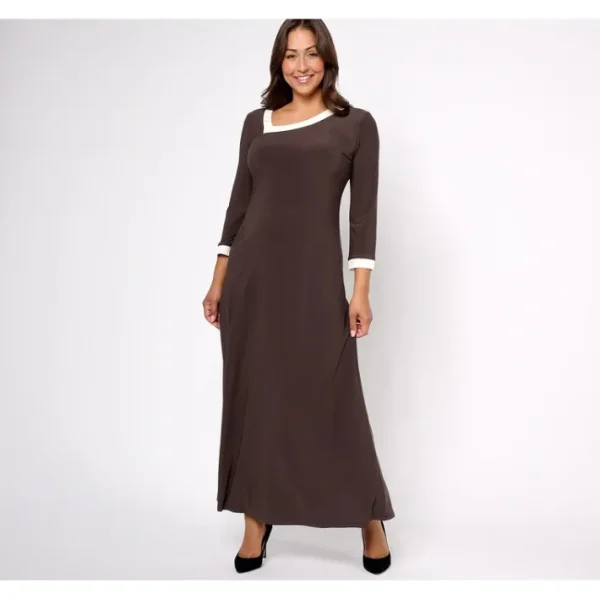 Dresses<Attitudes by Renee Petite Como Jersey Asymmetric Neck Maxi Dress - a world of fashionable women's clothing, including a wide selection of dresses and trendy accessories.
