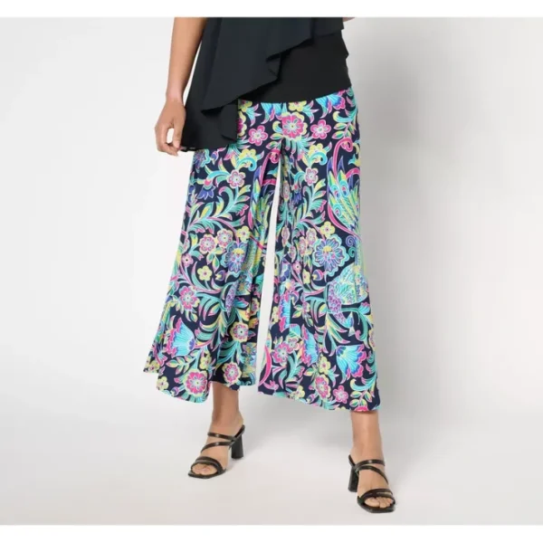 Shop All<Attitudes by Renee Petite Como Jersey Flowy Crop Pants - a world of fashionable women's clothing, including a wide selection of dresses and trendy accessories.