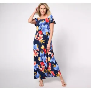 Attitudes by Renee Petite Como Jersey Flutter Sleeve Maxi Dress - a world of fashionable women's clothing, including a wide selection of dresses and trendy accessories.> Coats