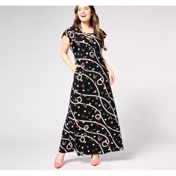 Attitudes by Renee Petite Como Jersey Lace Up Front Maxi Dress - a world of fashionable women's clothing, including a wide selection of dresses and trendy accessories.> Hat