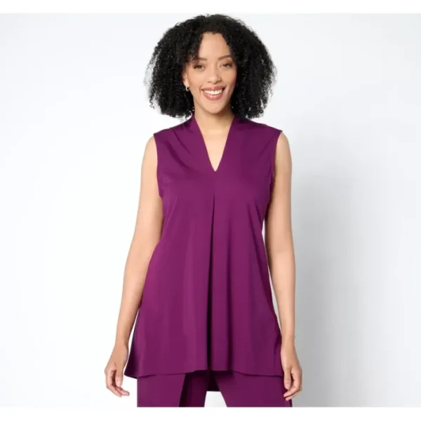 Shop All<Attitudes by Renee Petite Silky Knit Pleat Tunic - a world of fashionable women's clothing, including a wide selection of dresses and trendy accessories.