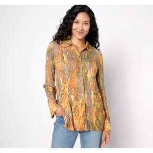 Fashion<Attitudes by Renee Printed Button Front Godet Shirt - a world of fashionable women's clothing, including a wide selection of dresses and trendy accessories.