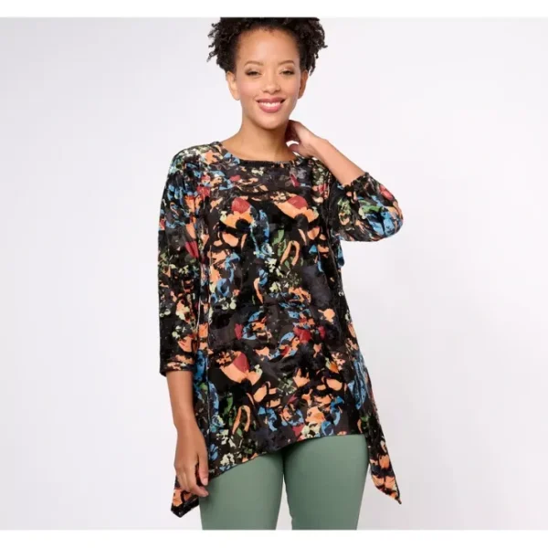 Shop All<Attitudes by Renee Printed Jacquard Diamond Back Tunic - a world of fashionable women's clothing, including a wide selection of dresses and trendy accessories.