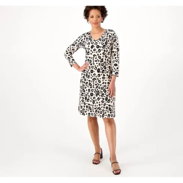Dresses<Attitudes by Renee Reg Como Jersey 3/4 Sleeve Dress - a world of fashionable women's clothing, including a wide selection of dresses and trendy accessories.