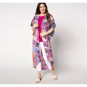 Attitudes by Renee Regular Border Print Duster - a world of fashionable women's clothing, including a wide selection of dresses and trendy accessories.> Dresses