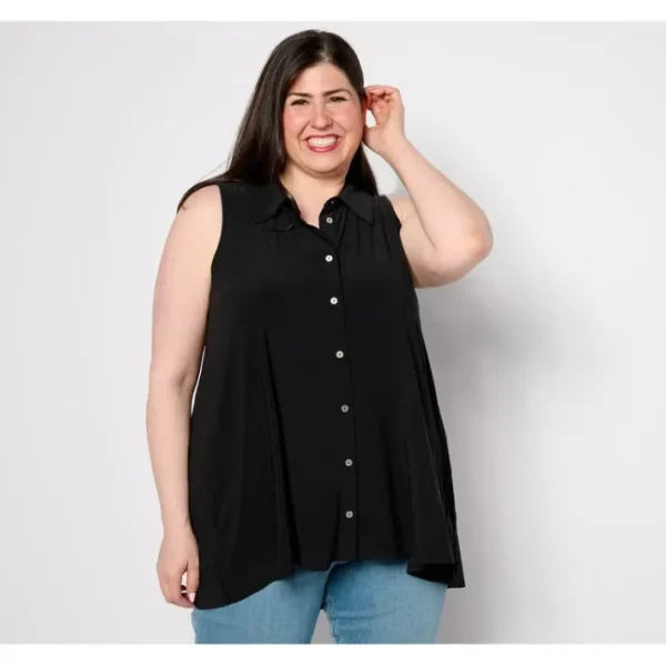 Shop All<Attitudes by Renee Regular Como Jersey Pleat Back Shirt - a world of fashionable women's clothing, including a wide selection of dresses and trendy accessories.