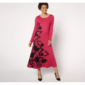 Dresses<Attitudes by Renee Regular Knit Placed Floral Dress - a world of fashionable women's clothing, including a wide selection of dresses and trendy accessories.