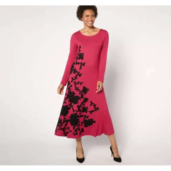 Dresses<Attitudes by Renee Regular Knit Placed Floral Dress - a world of fashionable women's clothing, including a wide selection of dresses and trendy accessories.