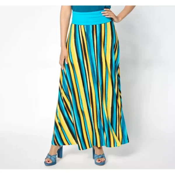 Shop All<Attitudes by Renee Regular Printed Como Jersey Skirt w/ Foldover Waist - a world of fashionable women's clothing, including a wide selection of dresses and trendy accessories.