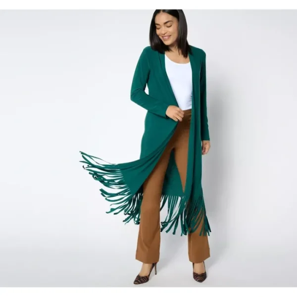 Shop All<Attitudes by Renee Regular Space Dye Fringe Duster - a world of fashionable women's clothing, including a wide selection of dresses and trendy accessories.