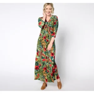 Dresses<Attitudes by Renee Regular V-Neck Knot Front Maxi Dress - a world of fashionable women's clothing, including a wide selection of dresses and trendy accessories.