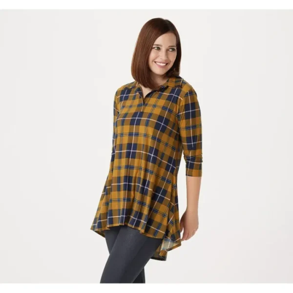 Shop All<Attitudes by Renee Regular Yummy Jersey Plaid Tunic - a world of fashionable women's clothing, including a wide selection of dresses and trendy accessories.