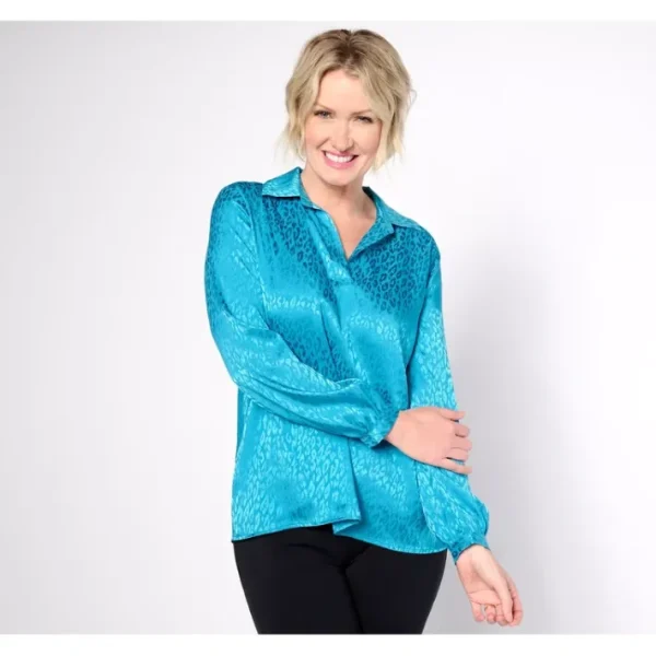 Shop All<Attitudes by Renee Satin Jacquard Top - a world of fashionable women's clothing, including a wide selection of dresses and trendy accessories.